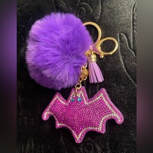 SPARKLY BAT | Purple Pom Pom | Bag Charm | Keychain (Brand New!) ✨